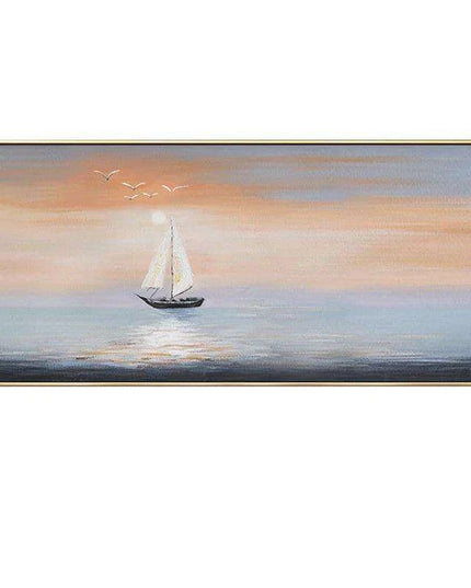 Coastal Calm: Hand-Painted Abstract Ocean Beach Oil Canvas Art