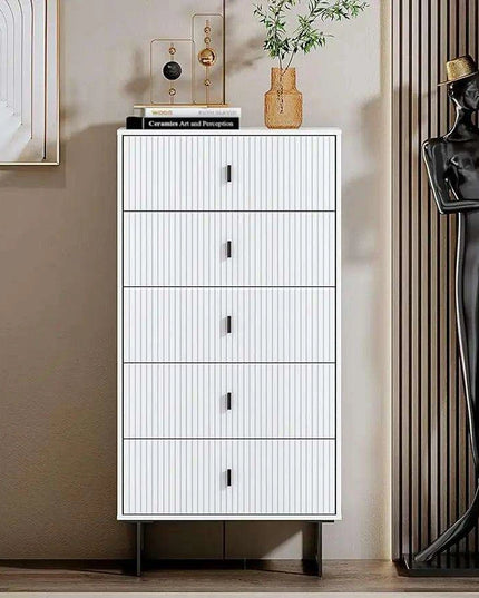 Sleek Modern 5-Drawer Dresser with Stylish Metal Legs - Perfect Storage for Any Room