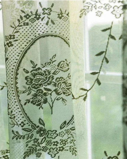 Chic Vintage Dark Green Floral Tulle Tablecloth with Ruffled Edges for Elegant Dining