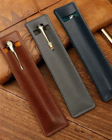 Elegant Leather Fountain and Stylus Pen Sleeve - Premium Protective Case