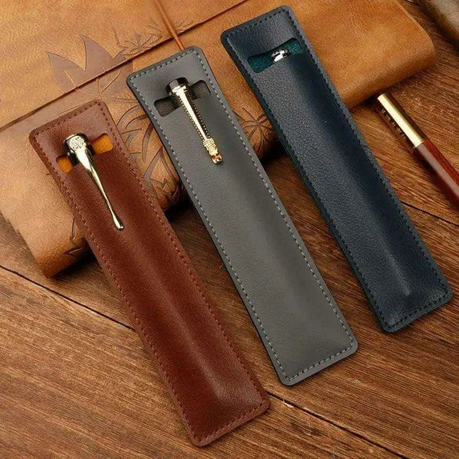 Elegant Leather Fountain and Stylus Pen Sleeve - Premium Protective Case