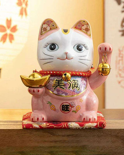 Charming 5-Inch Maneki Neko Ceramic Bank - A Playful Touch of Good Fortune for Your Home