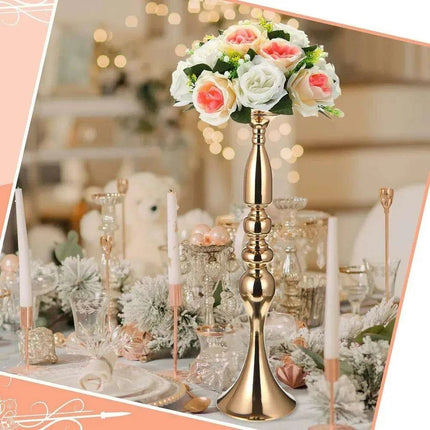 Luxurious 24-Piece Gold Metal Vase Stands - 20 Inches Tall for Exquisite Decoration