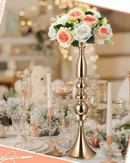 Luxurious 24-Piece Gold Metal Vase Stands - 20 Inches Tall for Exquisite Decoration