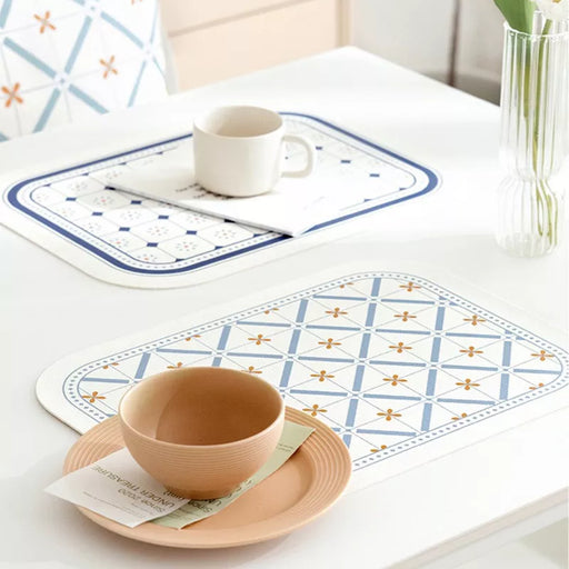 Waterproof Mediterranean Leather Dining Table Placemat - 45x30cm