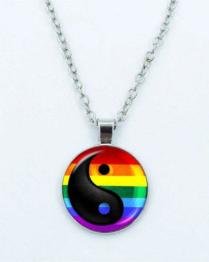 Vibrant Customizable Rainbow Glass Pendant Necklace for Love and Pride Celebration