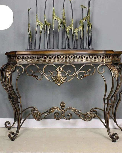 Ginkgo Elegance: Vintage American Botanical Console Table with Timeless Charm