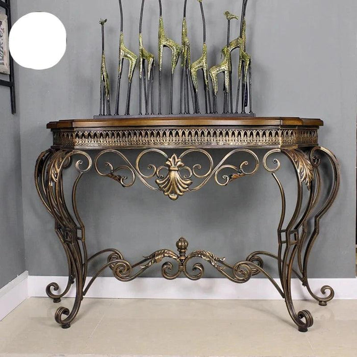 Ginkgo Elegance: Vintage American Botanical Console Table with Timeless Charm
