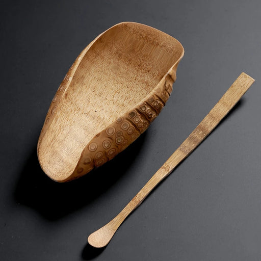 Handmad Bamboo Root Tea Spoon and Handmade Tea Stick Set