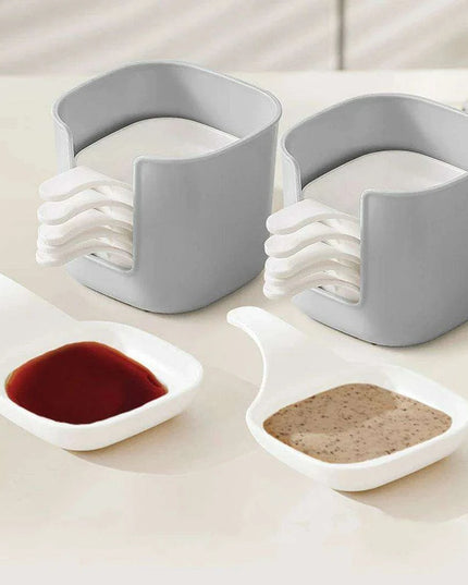 Elegant 7-Piece White Seasoning Dish Set with Organizing Box for Stylish Dining