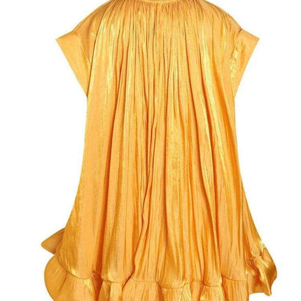 Stylish Asymmetrical Yellow Mini Dress with Statement Balloon Sleeves for Women - Perfect for Sophisticated Evening Gatherings