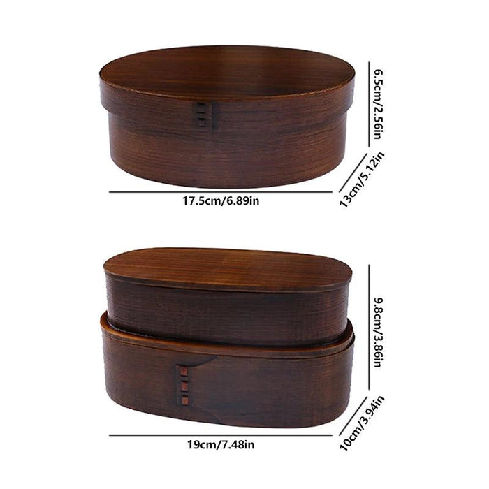 Elegant Japanese Wood Bento Box - Eco-Friendly Portable Lunch Container for Meals, Sushi, and Snacks