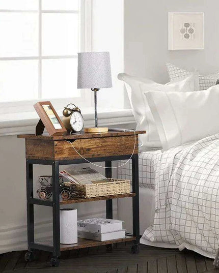 Versatile Charging End Table with Storage Solutions for Compact Living Spaces