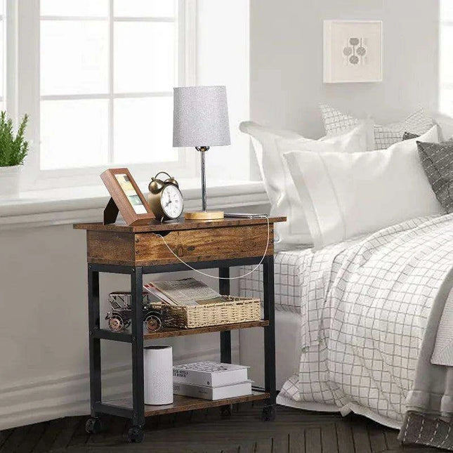 Versatile Charging End Table with Storage Solutions for Compact Living Spaces