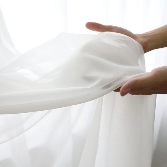 Modern Sheer White Curtains - Light Filtering for Living Room &