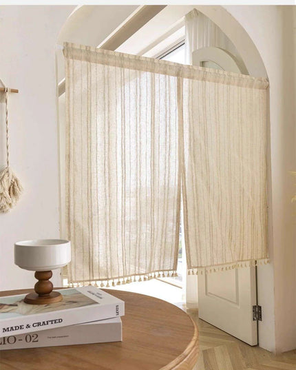 Elegant Japanese Lace Curtains with Cotton Tassels