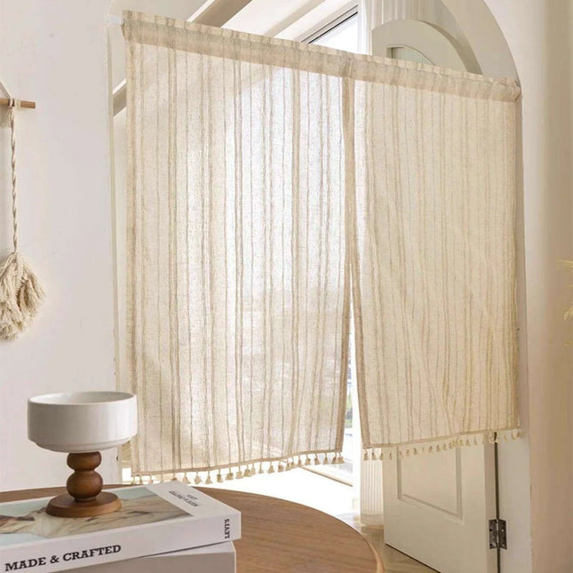 Elegant Japanese Lace Curtains with Cotton Tassels