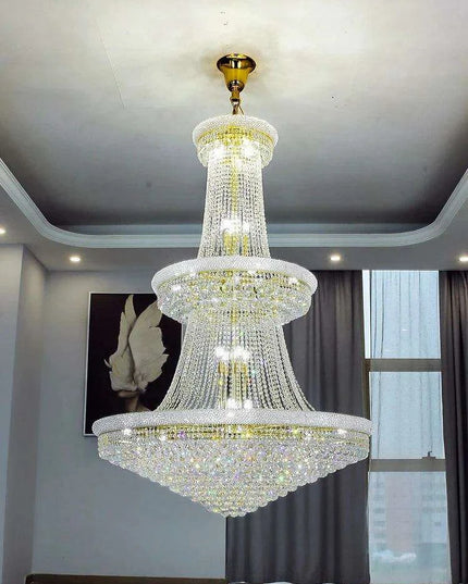 Opulent Chrome Crystal Chandelier - Elegant Lighting Solution for Luxury Hotels, Villas, and High-End Interiors