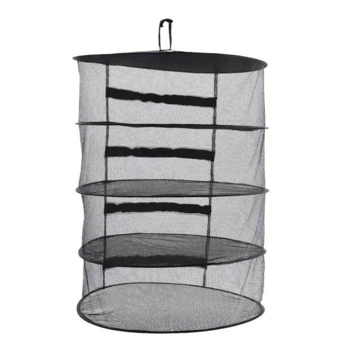 Foldable 4-Layer Plant and Herb Drying Rack with Mesh Hanging Basket