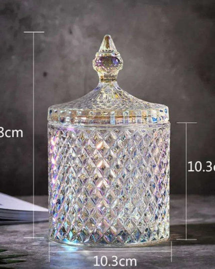 Colorful Diamond Glass Storage Jars for Candy and Sugar - 300ML & 600ML Options