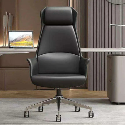 Luxury Nordic-Inspired Executive Leather Office Chair with Swivel and Recline