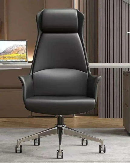 Luxury Nordic-Inspired Executive Leather Office Chair with Swivel and Recline