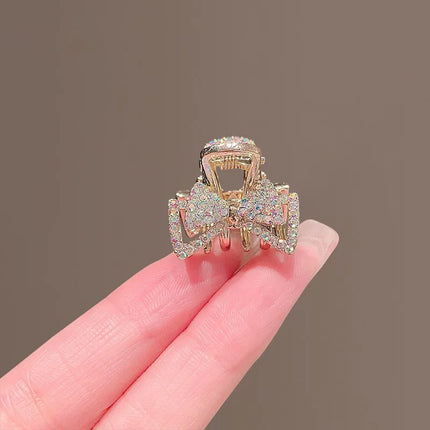 Mini Rhinestone Bow Hair Claw Clip — Lightweight Daily Hair Accessory