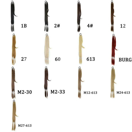 Chic Braided Ponytail Extension Set - Black & Brown Heat-Resistant Synthetic Hair Tie