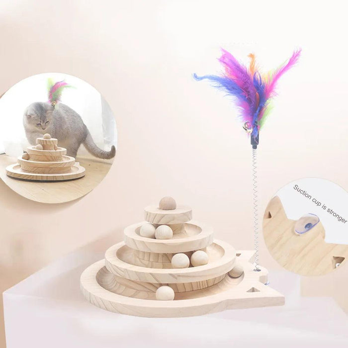 Interactive Cat Tower with Rotating Discs and Enrichment Balls for Endless Feline Fun