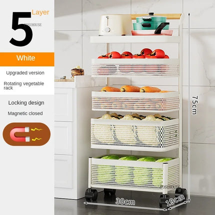Nordic Stainless Steel Kitchen Trolley with Wheels & Rotating