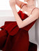 Red Velvet Sleeveless Slip Dress with Trendy Patchwork for Summer