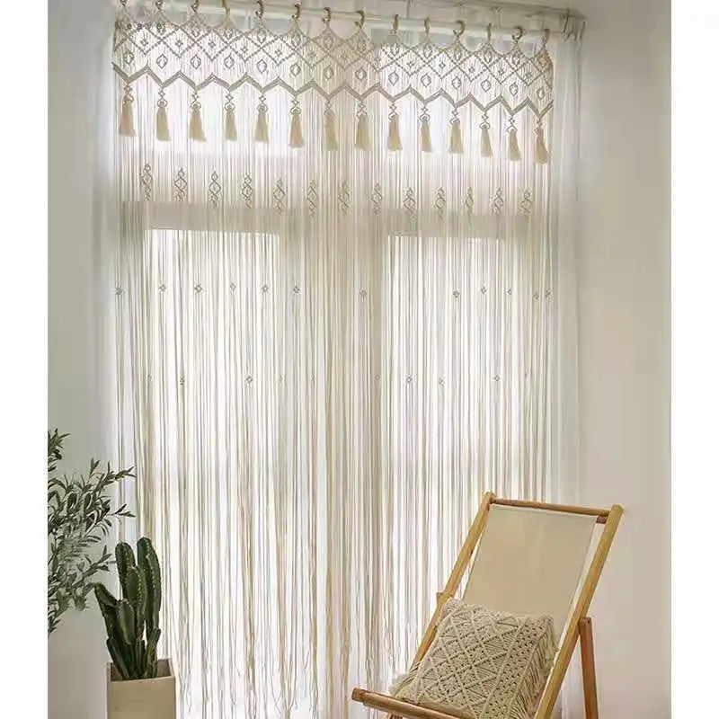 Hand-Woven Macrame Cotton Door Curtain & Wall Tapestry – Boho Wedding Backdrop