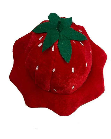 Strawberry Delight Costume Beret Hat for Women - Fun Plush Bonnet for Halloween, Parties, and Costumes