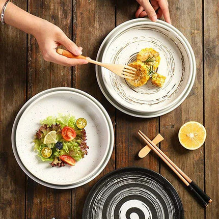 Chic 8-Inch Japanese-Inspired Ceramic Plate for Serving Pizza and Pasta