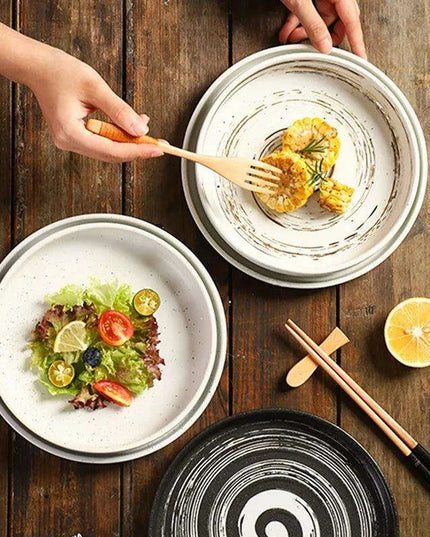 Chic 8-Inch Japanese-Inspired Ceramic Plate for Serving Pizza and Pasta