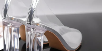 Longzehui Transparent High Heels - Pointed Toe Slip-On Summer Pumps