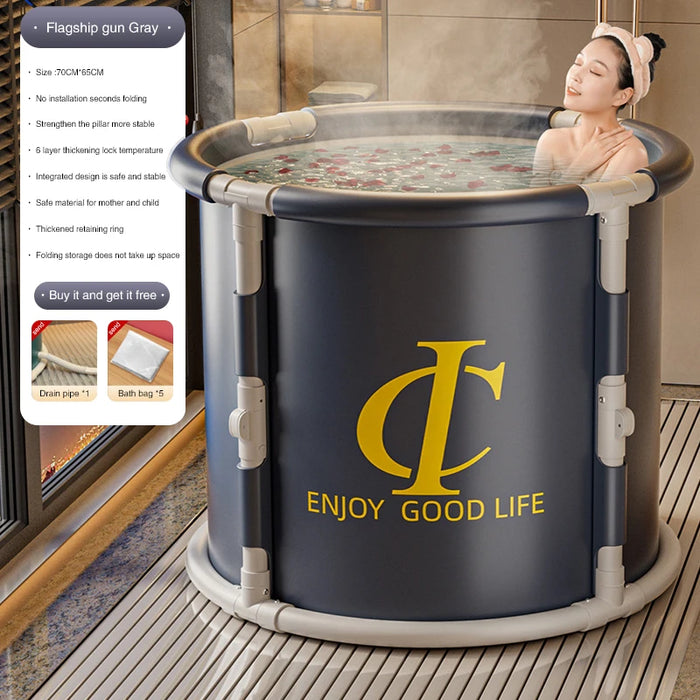 Luxurious Adult Folding Spa Bathtub with Steam Cover - Ultimate Comfort for Home Spa Experience