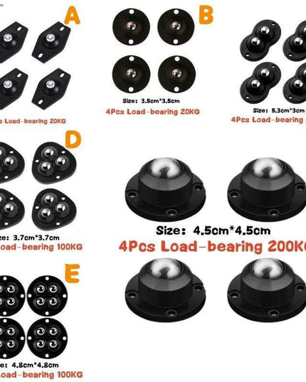 4-Pack Premium Heavy Duty Stainless Steel Furniture Casters with 360° Mobility and Easy Peel-and-Stick Installation (Load Capacity: 20/200Kg)