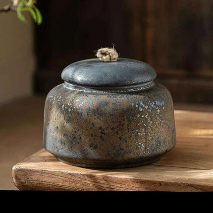 Elegant Vintage Gilt Ceramic Tea Pot - Artistic Storage Solution and Stylish Home Accent