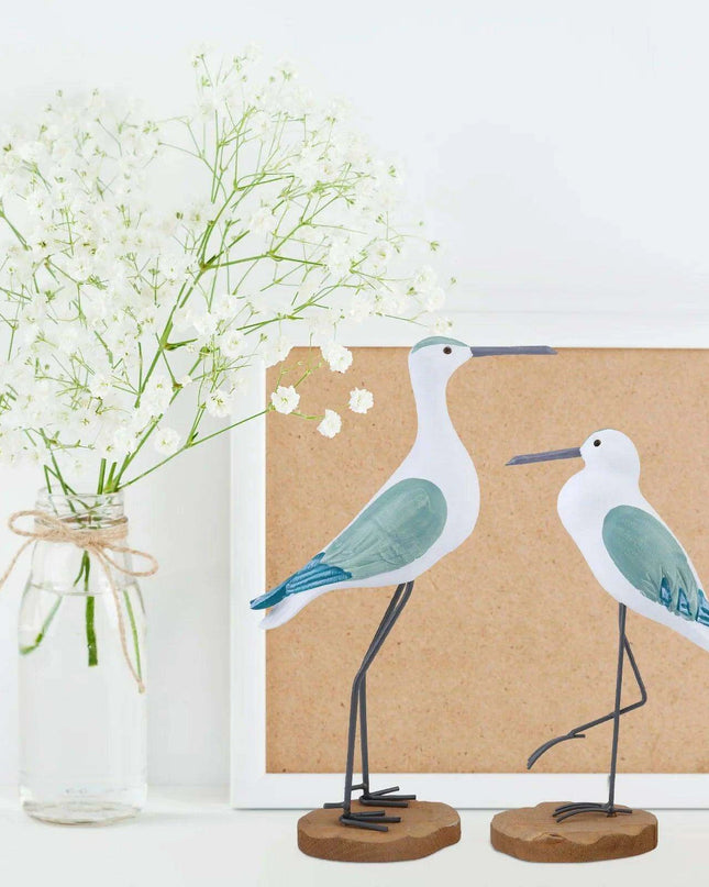 Coastal Elegance Wooden Seagull Decor - Set of 2 for Home and Garden