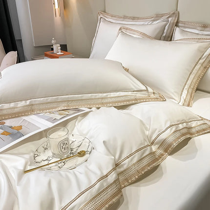 LZA Home 1000TC Egyptian Cotton Luxury Bedding Set with Gold Embroider