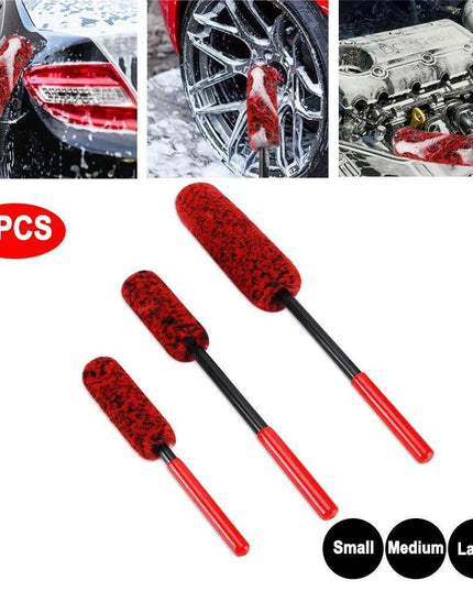 Plush Nylon Wheel Care Brush Trio: 3-Piece Set for Effortless Cleaning