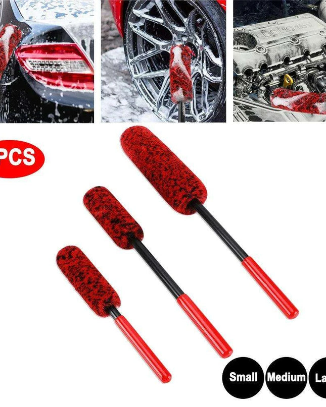 Plush Nylon Wheel Care Brush Trio: 3-Piece Set for Effortless Cleaning