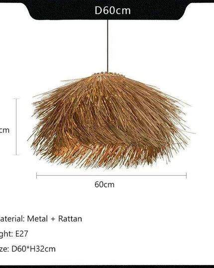 Elegant Rattan and Metal Pendant Lamp Inspired by Japanese Wabi Sabi Aesthetics