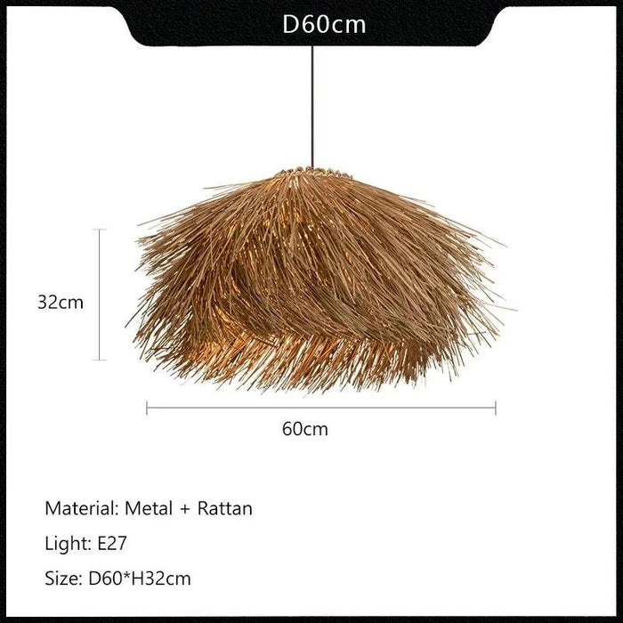 Elegant Rattan and Metal Pendant Lamp Inspired by Japanese Wabi Sabi Aesthetics