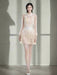 3D Floral Sheer Zipper Front Women's Evening Dress