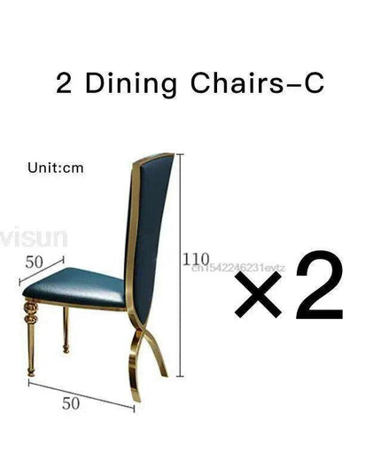 Exquisite Italian-Inspired White Marble Dining Set with Sleek Stainless Steel Chairs - Limited Edition