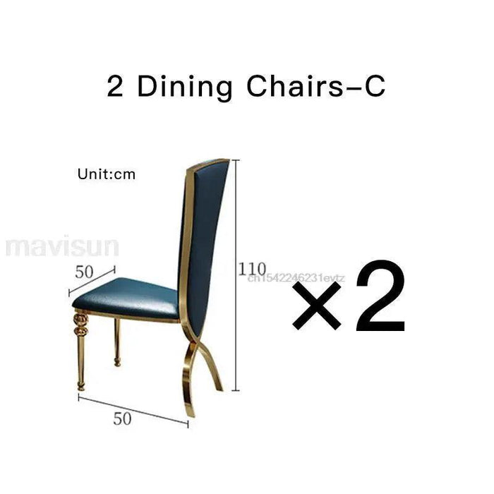 Elegant White Marble Dining Set with Stainless Steel Chairs - Premium Italian Design Collection