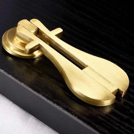 Lute-Shape Brass Cabinet Handle — Single Hole Pull for Drawers, Wardrobes & Bookcases