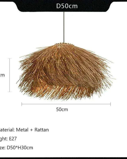 Elegant Rattan and Metal Pendant Lamp Inspired by Japanese Wabi Sabi Aesthetics